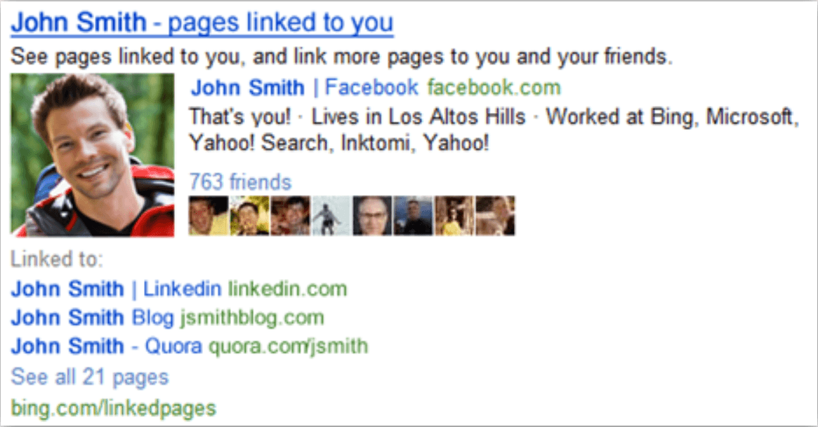 Linked Pages: Socialisation des résultats de Bing
